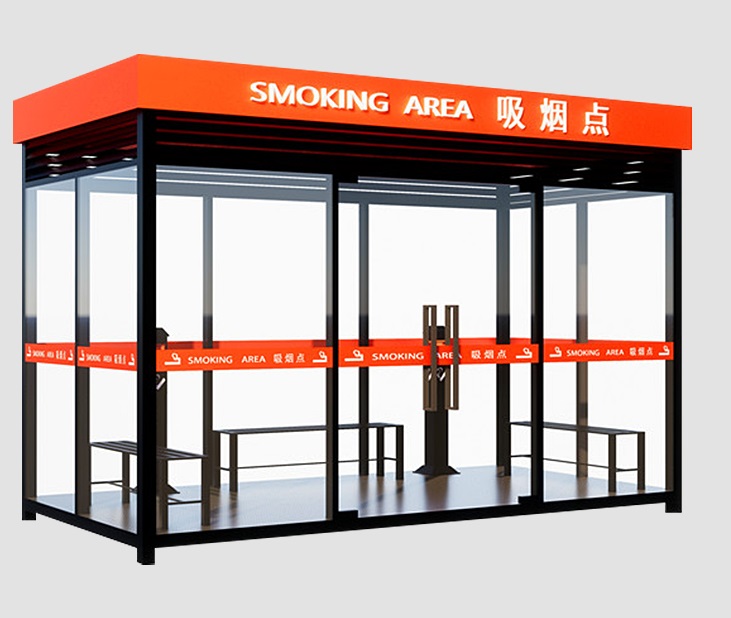 赣州内蒙古钢结构吸烟亭  玻璃吸烟亭 户外吸烟区